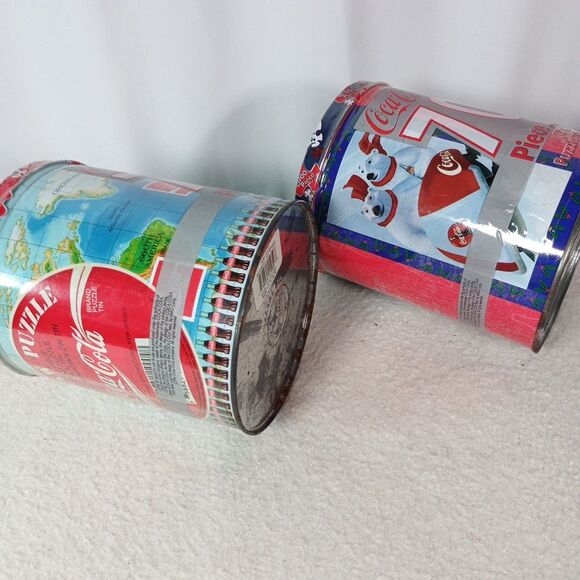 2 Sealed Coca-Cola 700 Pc Puzzle Tins Polar Bear & World Map Vintage Lot - Picture 11 of 11